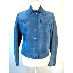 Blue Suede‎ Trucker Jacket Women's Snap Front Cropped Western Style